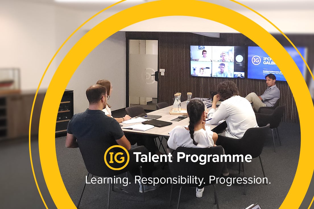 IG Talent Programme shipbroker training meeting session with trainees in conference room